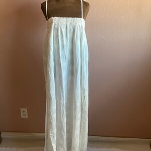 HERMOZA 100% Cotton, Pearl Color Strapless Maxi Dress